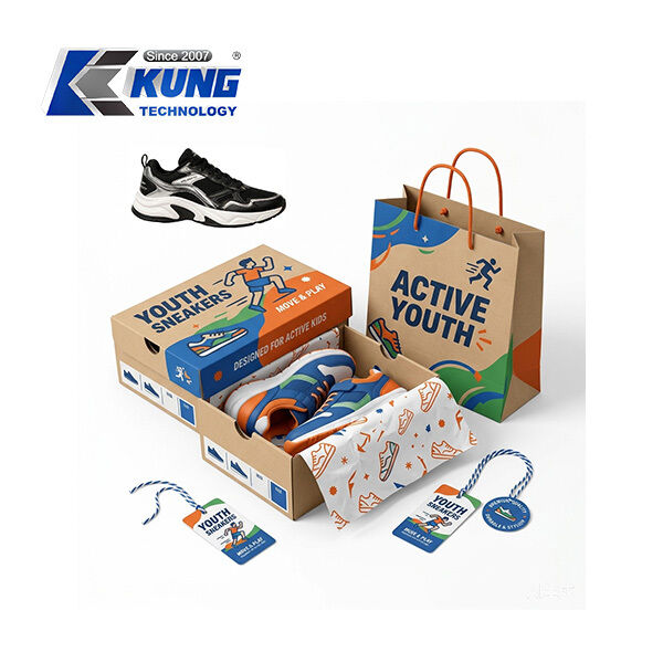 Innovative custom shoe boxes hang tags shopping bags and tissue paper for shoemaking packaging